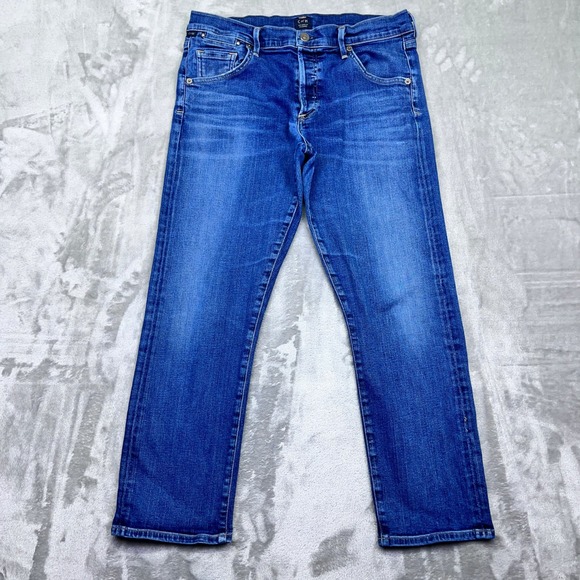 Citizens of Humanity Emerson Slim Boyfriend Jeans Sz 31 Blue Denim Grunge USA - Picture 1 of 10